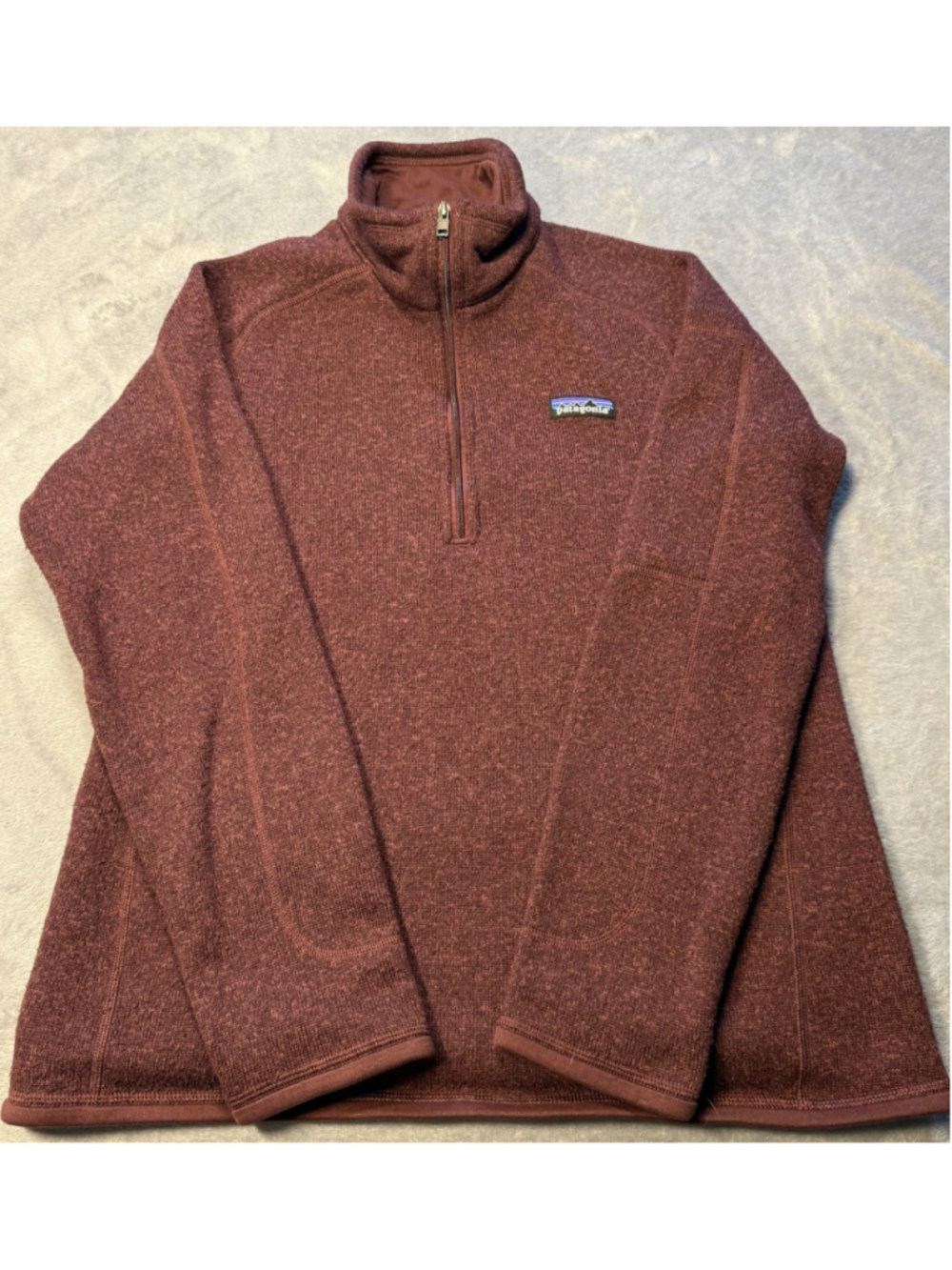 Patagonia Sweater Women’s Large Maroon Fleece Pullover 1/4 Zip Outdoor Hike